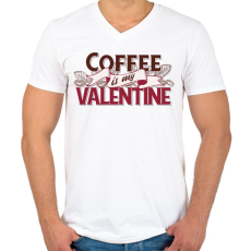 PRINTFASHION Kávérajongó - Coffee is my Valentine - Férfi V-nyakú póló - Fehér
