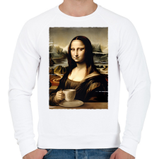 PRINTFASHION Kávés Mona Lisa - Férfi pulóver - Fehér férfi pulóver, kardigán