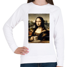 PRINTFASHION Kávés Mona Lisa - Női pulóver - Fehér női pulóver, kardigán