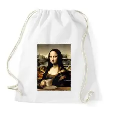 PRINTFASHION Kávés Mona Lisa - Sportzsák, Tornazsák - Fehér tornazsák