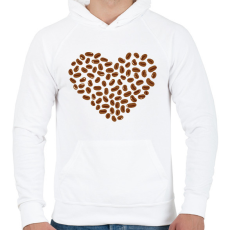 PRINTFASHION Kávés szív - Férfi kapucnis pulóver - Fehér