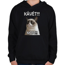 PRINTFASHION Kávét követelek! - Gyerek kapucnis pulóver - Fekete