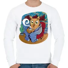 PRINTFASHION Kávézó bagoly - Férfi pulóver - Fehér férfi pulóver, kardigán