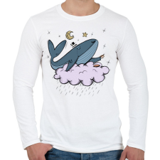 PRINTFASHION Kávézó bálna - Férfi hosszú ujjú póló - Fehér férfi póló