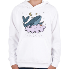 PRINTFASHION Kávézó bálna - Gyerek kapucnis pulóver - Fehér