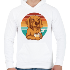 PRINTFASHION Kávézó labrador - Férfi kapucnis pulóver - Fehér