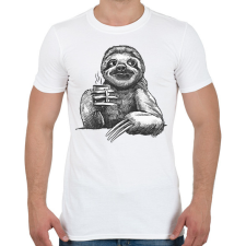 PRINTFASHION Kávézó lajhár - Férfi póló - Fehér férfi póló