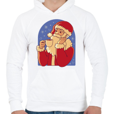 PRINTFASHION Kávézó mikulás - Férfi kapucnis pulóver - Fehér férfi pulóver, kardigán