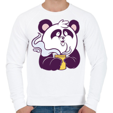PRINTFASHION Kávézó panda - Férfi pulóver - Fehér férfi pulóver, kardigán