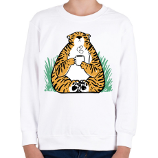 PRINTFASHION Kávézó tigris - Gyerek pulóver - Fehér