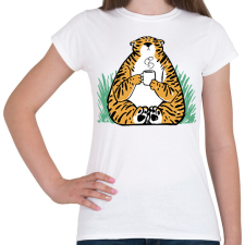 PRINTFASHION Kávézó tigris - Női póló - Fehér női póló