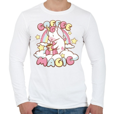 PRINTFASHION Kávézó unikornis - Coffee magic - Férfi hosszú ujjú póló - Fehér férfi póló