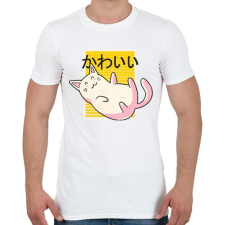 PRINTFASHION Kawaii cica - Férfi póló - Fehér férfi póló