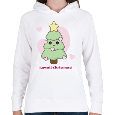 PRINTFASHION kawaii karácsonyfa - Női kapucnis pulóver - Fehér