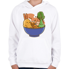 PRINTFASHION Kawaii leves - Gyerek kapucnis pulóver - Fehér