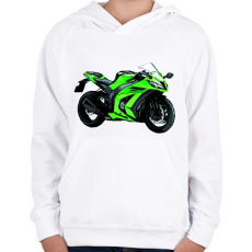 PRINTFASHION Kawasaki ninja sport motor  - Gyerek kapucnis pulóver - Fehér