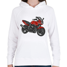 PRINTFASHION kawasaki zr7 piros - Női kapucnis pulóver - Fehér női pulóver, kardigán