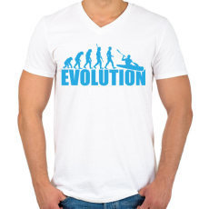 PRINTFASHION Kayak evolution - Férfi V-nyakú póló - Fehér