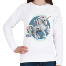 PRINTFASHION Kecses egyszarvú hölgy - Női pulóver - Fehér női pulóver, kardigán