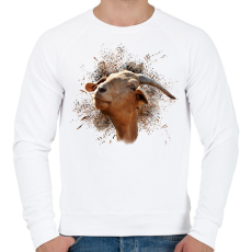 PRINTFASHION kecske portré - Férfi pulóver - Fehér