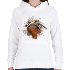 PRINTFASHION kecske portré - Női kapucnis pulóver - Fehér