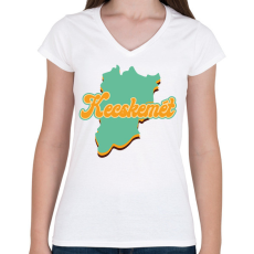 PRINTFASHION Kecskemét - Női V-nyakú póló - Fehér