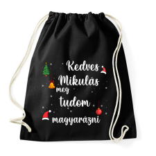 PRINTFASHION Kedves Mikulás meg tudom magyarázni - Sportzsák, Tornazsák - Fekete tornazsák