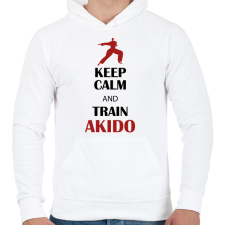 PRINTFASHION Keep calm - Akido - Férfi kapucnis pulóver - Fehér férfi pulóver, kardigán