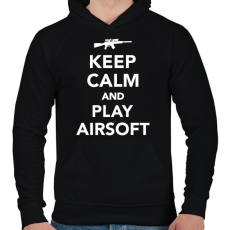 PRINTFASHION Keep calm and airsoft! - Férfi kapucnis pulóver - Fekete