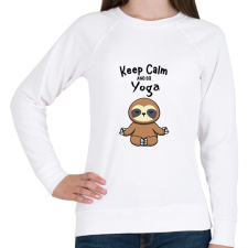 PRINTFASHION Keep calm and do yoga - Női pulóver - Fehér női pulóver, kardigán