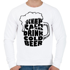 PRINTFASHION Keep Calm and Drink Beer - Férfi pulóver - Fehér