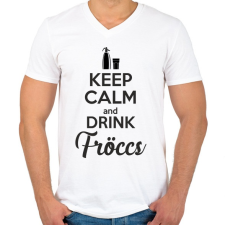 PRINTFASHION keep calm and drink fröccs - Férfi V-nyakú póló - Fehér férfi póló