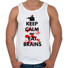 PRINTFASHION KEEP CALM AND EAT BRAINS - Férfi atléta - Fehér atléta, trikó