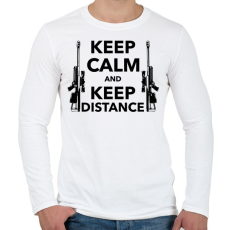 PRINTFASHION Keep calm and keep distance - Férfi hosszú ujjú póló - Fehér