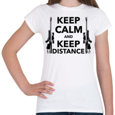 PRINTFASHION Keep calm and keep distance - Női póló - Fehér női póló