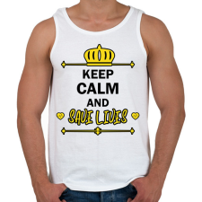 PRINTFASHION Keep calm and save lives - Férfi atléta - Fehér atléta, trikó