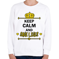 PRINTFASHION Keep calm and save lives - Gyerek pulóver - Fehér gyerek pulóver, kardigán