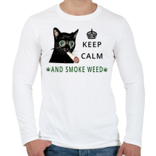 PRINTFASHION KEEP CALM - Férfi hosszú ujjú póló - Fehér férfi póló