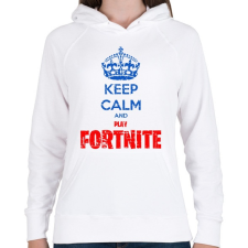 PRINTFASHION Keep Calm Fortnite - Női kapucnis pulóver - Fehér női pulóver, kardigán