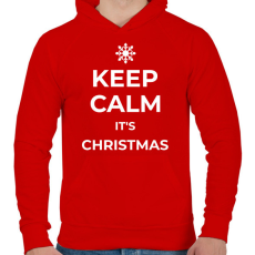 PRINTFASHION KEEP CALM IT'S CHRISTMAS - Férfi kapucnis pulóver - Piros