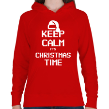 PRINTFASHION KEEP CALM ITS CHRISTMAS TIME - Női kapucnis pulóver - Piros női pulóver, kardigán