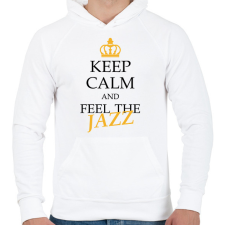 PRINTFASHION Keep calm - Jazz - Férfi kapucnis pulóver - Fehér férfi pulóver, kardigán