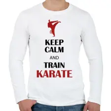 PRINTFASHION Keep calm - Karate - Férfi hosszú ujjú póló - Fehér férfi póló