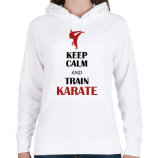 PRINTFASHION Keep calm - Karate - Női kapucnis pulóver - Fehér