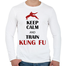 PRINTFASHION Keep calm - Kung fu - Férfi hosszú ujjú póló - Fehér férfi póló