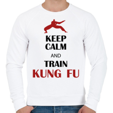 PRINTFASHION Keep calm - Kung fu - Férfi pulóver - Fehér férfi pulóver, kardigán