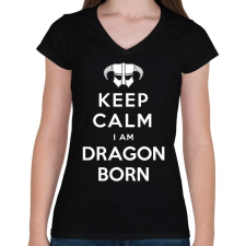 PRINTFASHION Keep calm - Női V-nyakú póló - Fekete női póló