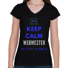 PRINTFASHION KEEP CALM WEBMASTER - Női V-nyakú póló - Fekete női póló