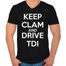 PRINTFASHION Keep Clam and Drive TDI - Férfi V-nyakú póló - Fekete