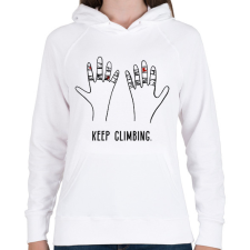 PRINTFASHION Keep climbing - Női kapucnis pulóver - Fehér női pulóver, kardigán